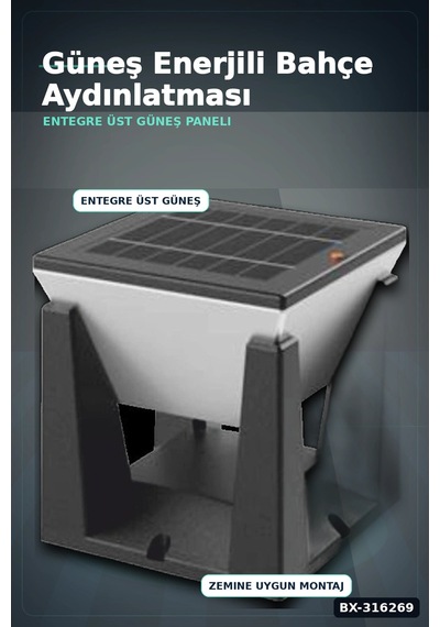 Solar Bahçe Armatürü 75w 6500k Işık Ip65 Dış Mekan Lambası 1 Adet Bx-316269 Diğer