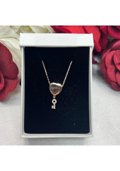 Açılabilir Kalp Ve Zirkon Taşlı Anahtar Kadın Kolyesi 925 Ayar Gümüş Zincirli Rose Gold Kaplama Gümüş Açılabilir Kalp Ve Zirkon Taşlı Anahtar Kadın Kolyesi 925 Ayar Gümüş Zincirli Rose Gold Kaplama Gümüş