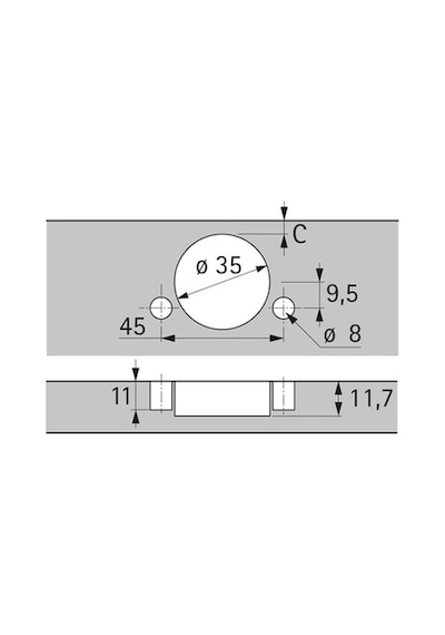 Sensys Geniş Açılı Menteşe Sensys 8657i Entegre Frenli, Bindirmesiz, 165 Açılma Açısı, 45x9,5mm Tb Delik Şeması, Presleyerek Sabitleme, Nikelajlı Çelik
