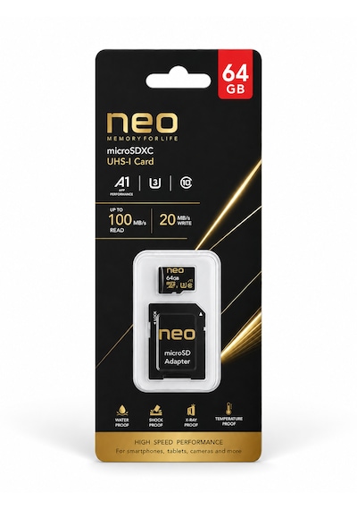 Neo 64 Gb Hafıza Kartı Micro Sd Kart Ve Adaptörü 100 Mb/s