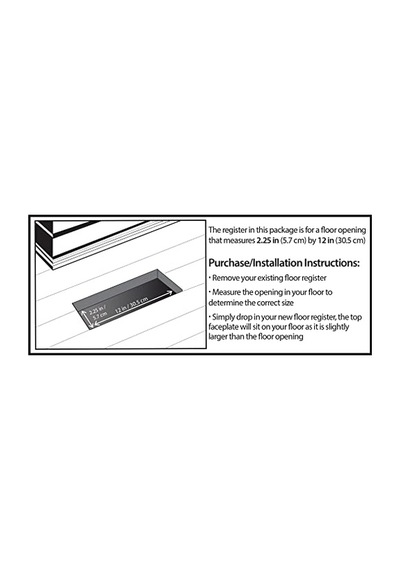2 İnch 12 İnç Gotik Black Steel Floor Register, Agh212-blk
