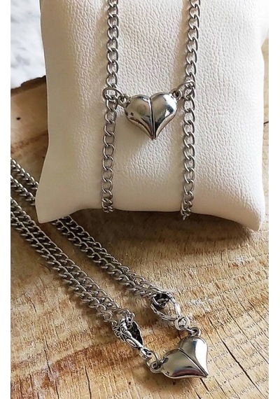 Mıknatıslı Kalp Unisex Kolye Şık Ve Anlamlı Tasarım Çok renkli
