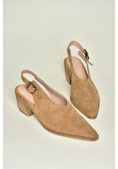 Fox Shoes Y654300202 Vizon Hakiki Deri Süet Alçak Topuklu Western Ayakkabı vizon