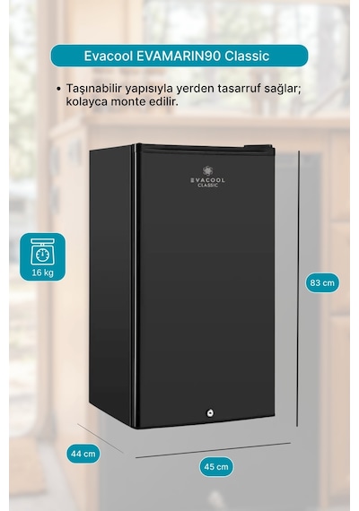 Evacool Evamarın90 Classic 12/24v 90 Litre Dağ Evi Tekne Karavan Buzdolabı