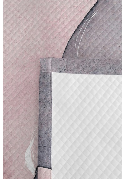 Pudra Mermer Desenli Genç Odası Tek Kişilik Pike Takımı - Gri Modern 160x220cm Kapitone Yatak Örtüsü Naif Ot Baharı