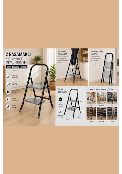 Perilla Class 2 Basamak Katlanır Alüminyum Merdiven