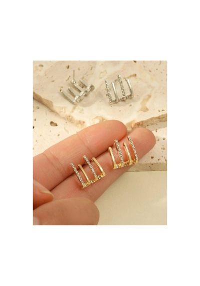 Lunarie Altın Zirkon Çoklu Bar Ear Climber And Cuff Seti Küpe