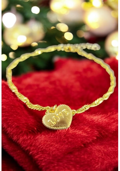 Kadın Altın Kaplama Gold Bileklik Love Yazılı Minimal Kadın Bileklik Gold