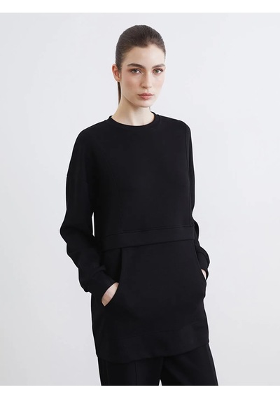 Lc Waikiki Siyah Soft Touch Kadın Sweatshirt Tunik