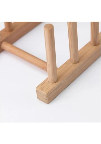 Bambu Tabaklık - Tabak Standı - Tencere Kapağı Düzenleyici Raf Bambu 28 X 13 Kahverengi Cn Diğer