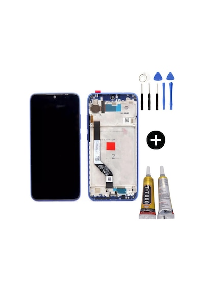 Xiaomi Redmi Note 7 Pro Uyumlu Çıtalı Lcd Ekran Dokunmatik Mavi + Montaj Seti