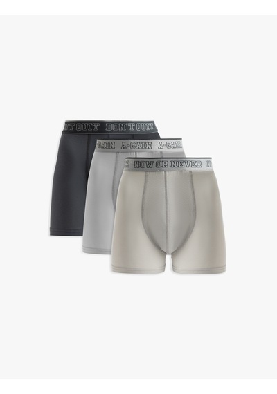 Koton Baskılı Bel Detaylı Pamuklu 3'lü Boxer Seti Gri 5slm90056mk Gri Koton Baskılı Bel Detaylı Pamuklu 3'lü Boxer Seti Gri 5slm90056mk Gri