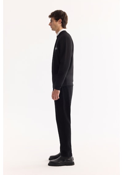Avva Erkek Siyah Bisiklet Yaka Pamuklu Bi-stretch Baskılı Regular Fit Sweatshirt A52y1260