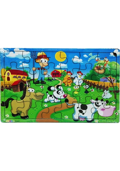 Yeni 4 Adet 24 Parçalı Ahşap Puzzle Yapboz Seti. Çiftliğim. Okya
