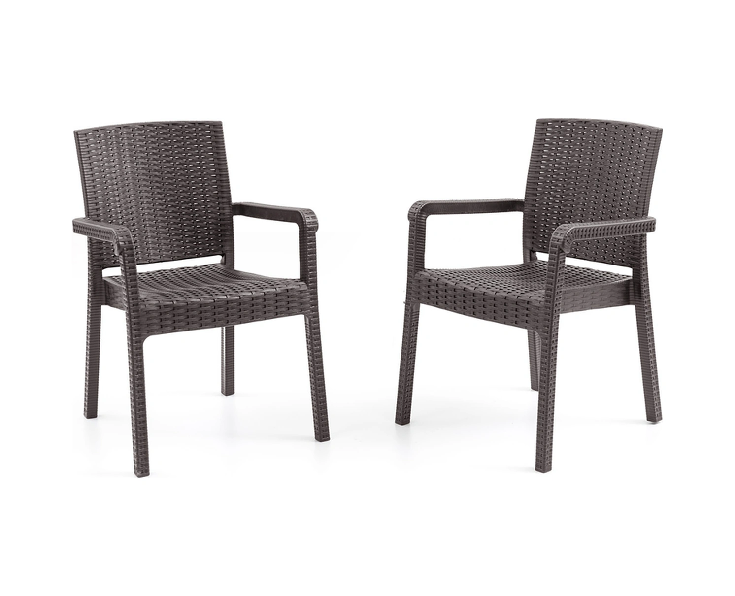 King 2'li Rattan Sandalye Kahve Kahve