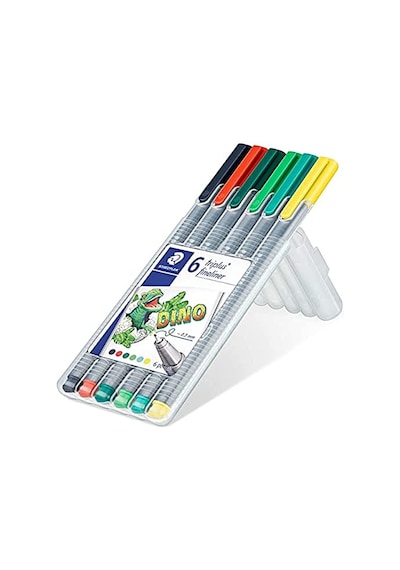 Staedtler 334 Sb6cs10 Triplus Fineliner Dino 0.3 Mm 6'lı Set Karışık Renk