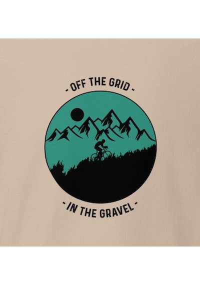 Wildstyle Off The Grid Gravel Dağ Bisikleti Doğa Macera Baskılı Unisex Bisiklet Yaka Pamuklu Tişört Camel