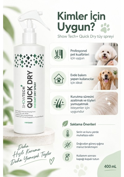 Showtech Quick Dry Kurutma Süresini Kısaltan Tüy Spreyi 400 Ml - Islaktan Kuruya Bir Anda