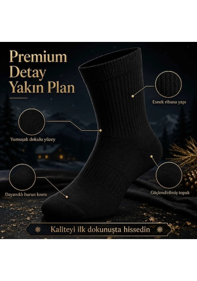 Çorap Giyim Erkek Siyah 6 Lı Kışlık Uzun Termal Havlu Çorap Dikişsiz, Esnek, Sıcak Tutan, Güçlendirilmiş Topuk Ve Burun