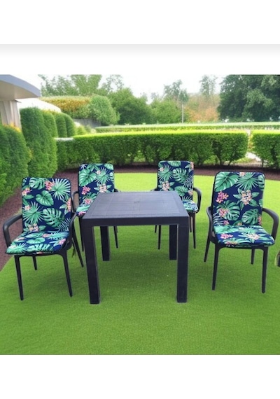 Sandalye Minderi Ve Masa Örtüsü Fermuarlı Lastikli 4'lü 4 Cm Sünger Alt 42x42 Sırt 42x42 Yeşil