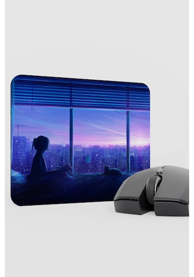 Dijital Kedili Kız V1 22x18 Gaming Kauçuk Kaymaz Taban Mouse Pad Fare Altlığı