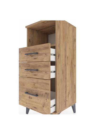 Hyperion Komodin Tek Raflı 3 Çekmeceli 44x44x106 Çam-çam Çam