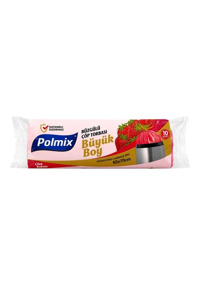 Polmix Büzgülü Büyük Boy Çöp Poşeti Çilek 120 G 2'li Ekonomik Paket - 2 Adet Tarı