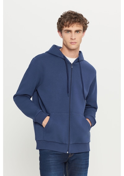 AC&Co / Altınyıldız Classics Erkek Standart Fit Normal Kesim Kapüşonlu Fermuarlı  Sweatshirt - Lacivert