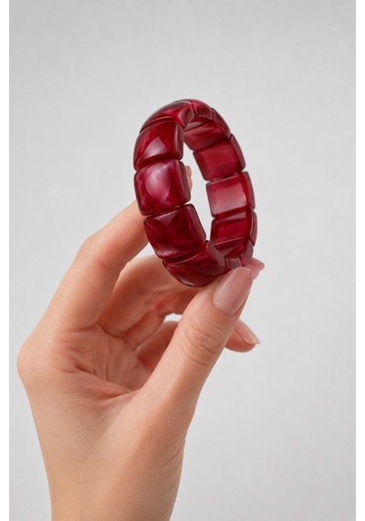 Bordo Bubble Form Bileklik