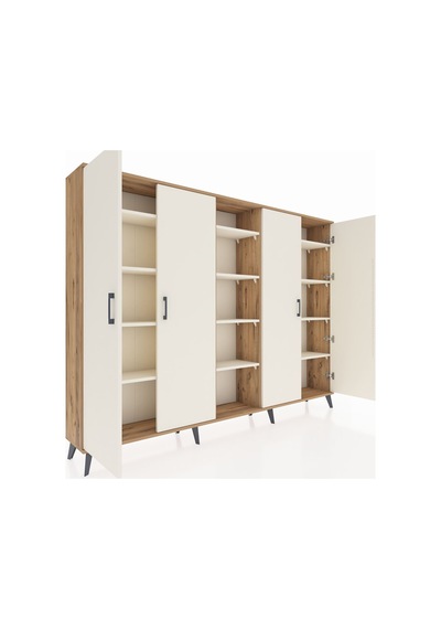 Arges Dolap 12 Raflı 4 Kapaklı 220x30x163 Çam-aytaşı Aytası - Atlas Çam