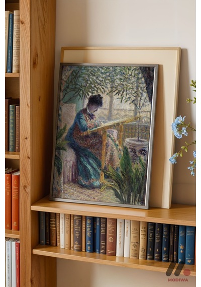 Claude Monet Serada Kadın, Siyah Çerçeveli Duvar Tablosu - Sanatsever Hediyesi