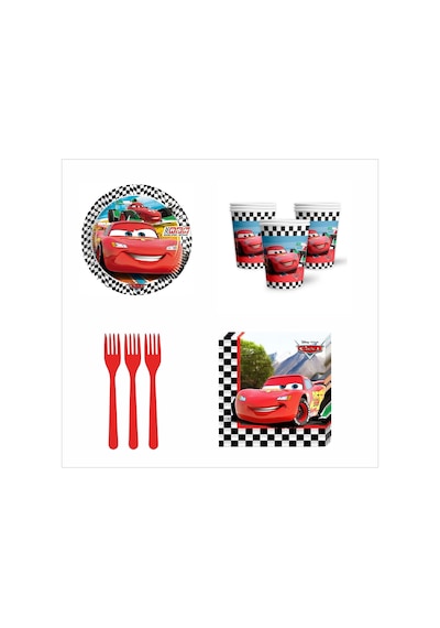 Cars, Arabalar , Şimşek Mcqueen 8 Adet Tabak, 8 Adet Bardak, 10 Peçete, 10 Çatal