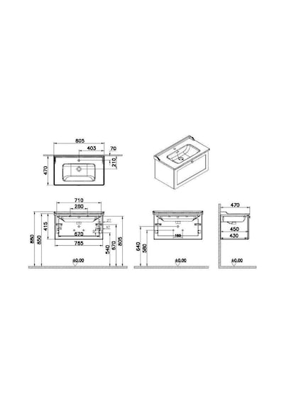 VitrA Root Classic 68806 Lavabo Dolabı, Tek Çekmeceli, 80 Cm, Mat Mat Beyaz VitrA Root Classic 68806 Lavabo Dolabı, Tek Çekmeceli, 80 Cm, Mat Mat Beyaz