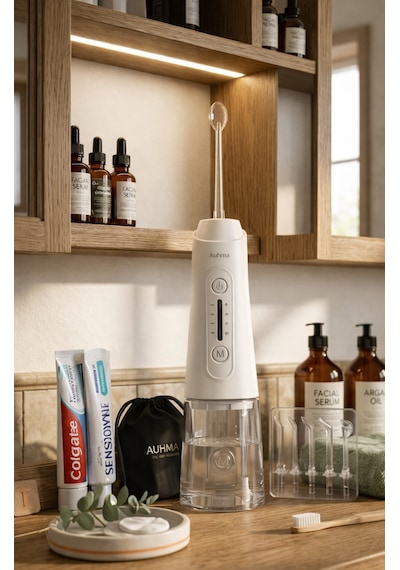 Auhma Amf11 Akıllı Şarjlı Ağız Duşu - 320ml Su Haznesi, 4 Modlu, Diş Temizleme Cihazı