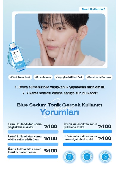 Dashu Blue Sedum Skin Ölü Deri Ve Fazla Sebumu Arındıran Hyalüronik Asit İçerikli Nemlendirici Tonik 150 ML