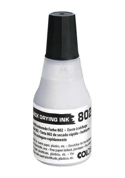 Colop 802 25ml Çabuk Kuruyan Mürekkep Beyaz Siyah