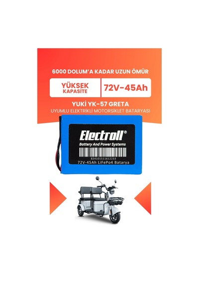 Yuki Yk-57 Greta Batarya Yüksek Kapasite Lifepo4 72v 45ah Elektrikli Motorsiklet Bataryası