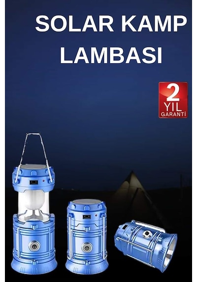 Tek Solar Şarjlı Kamp Lambası Güneş Enerjili Kızaklı Kamp Feneri Çadır Feneri Led Işıldak Najmaddin ANTRASİT