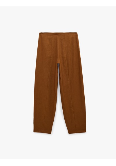 Koton Cepli Barrel Fit Keten Pantolon Kahverengi 6sak40377pw Kahve