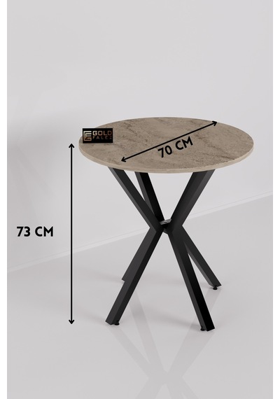 Yuvarlak Masa Traverten Ekru 70 Cm Çok Renkli