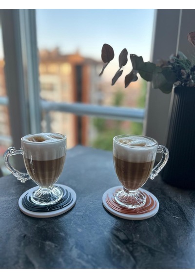 Latte Desenli Bardak Altlığı Sİyah
