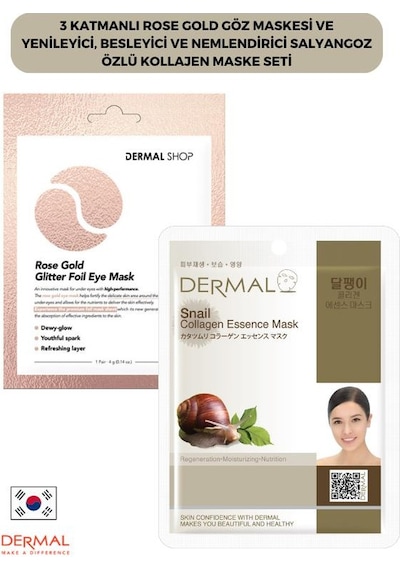 Dermal 3 Katmanlı Rose Gold Göz Maskesi + Salyangoz Özlü Kolajen Maskesi 23 G