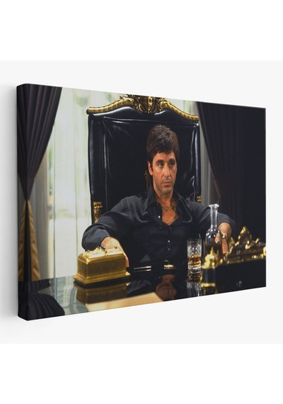 Es10 Özel Tasarım, Dekortif BaskıScarface Alpacino İtalyan Mafya Kanvas Tablo-5137 (35 x 50)
