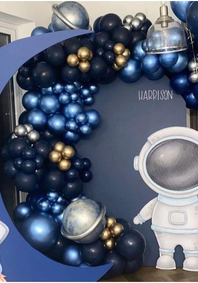 Krom Gold Gümüş Mavi Ve Gece Mavisi Balon Zinciri 50 Adet Mix