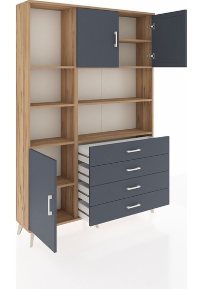 Arges Dolap 8 Raflı 4 Çekmeceli 3 Kapaklı 132x30x195 Çam-antrasit/antrasit Antrasıt/antrasıt Arges Dolap 8 Raflı 4 Çekmeceli 3 Kapaklı 132x30x195 Çam-antrasit/antrasit Antrasıt/antrasıt