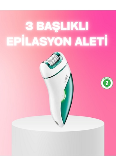 Techmrt 3 İn 1 Epilatör Metal Başlıklı Ipx5 Su Geçirmez 90 Dakika Şarjlı Epilasyon Cihazı