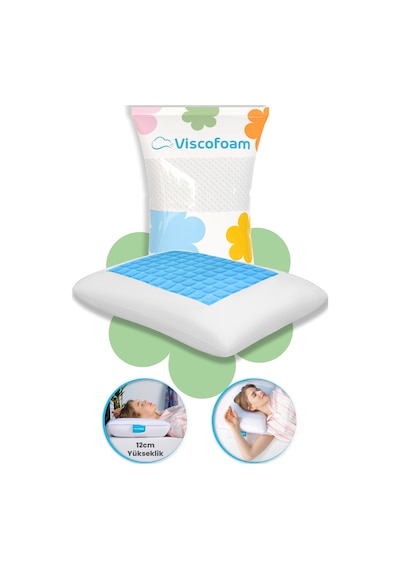 Viscofoam Comfy Terletmeyen Ortopedik Yastık Serinleten Visco Yastık Jelli Yastık 55x35x12cm