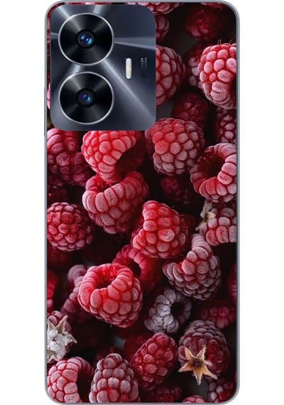 Realme C55 Uyumlu Ahududu Frambuaz Baskılı Silikon Kılıf Renkli
