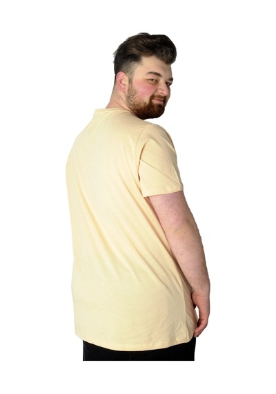 Mode Xl Büyük Beden T-Shirt Baskılı Powerfull 22155 Bej 001