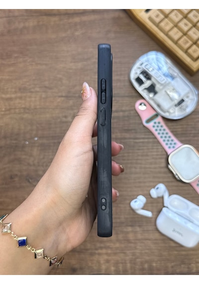 Redmi Note 13 Pro 4g Uyumlu Premium Deri Dokulu Darbelere Karşı Dayanıklı Nazal Silikon Kılıf Siyah
